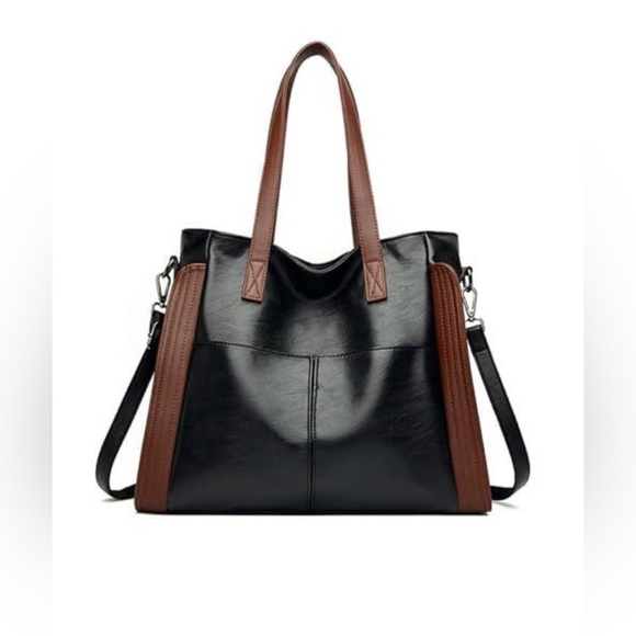 Yaldmont Handbags - NEW Yaldomt Black/Brown Leather Bag Multi Pocket Zipper Closure